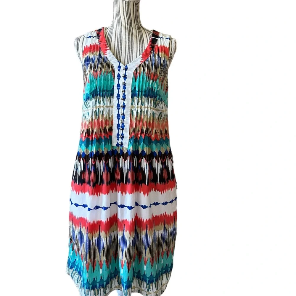 Rabbit Designs Aztec Tribal Colorful Midi Dress - Picture 7 of 8